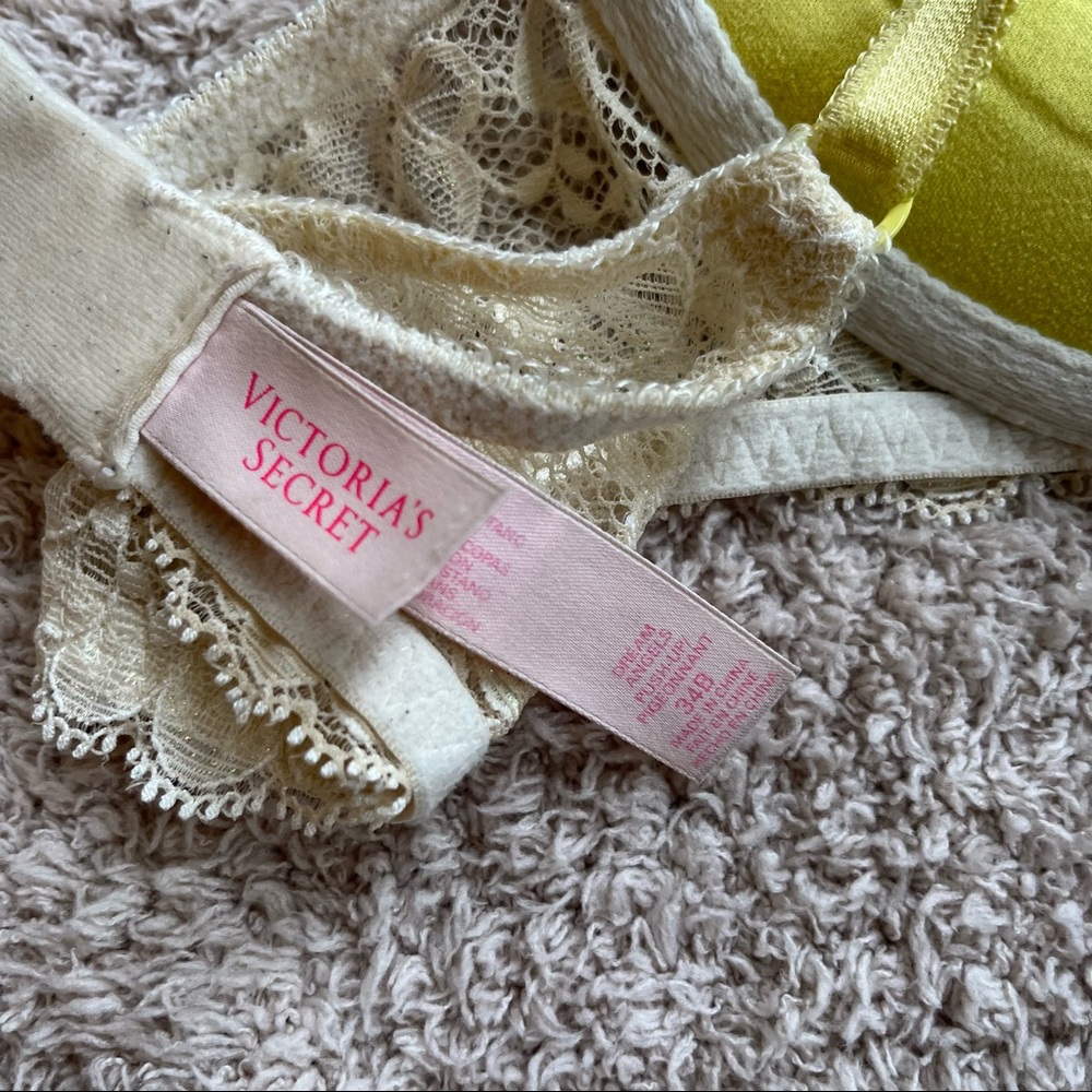 VS Yellow and White Embellished Lace and Jewel Dream Angels Pushup Bra 34B - Picture 2 of 7